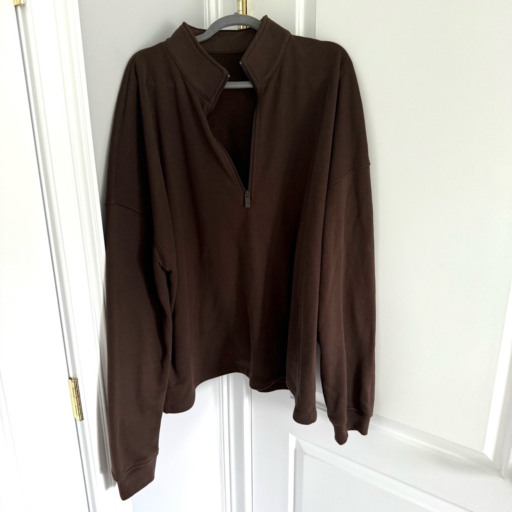 ALO Yoga Unisex Renown Heavyweight Brown Quarter Zip Sweatshirt